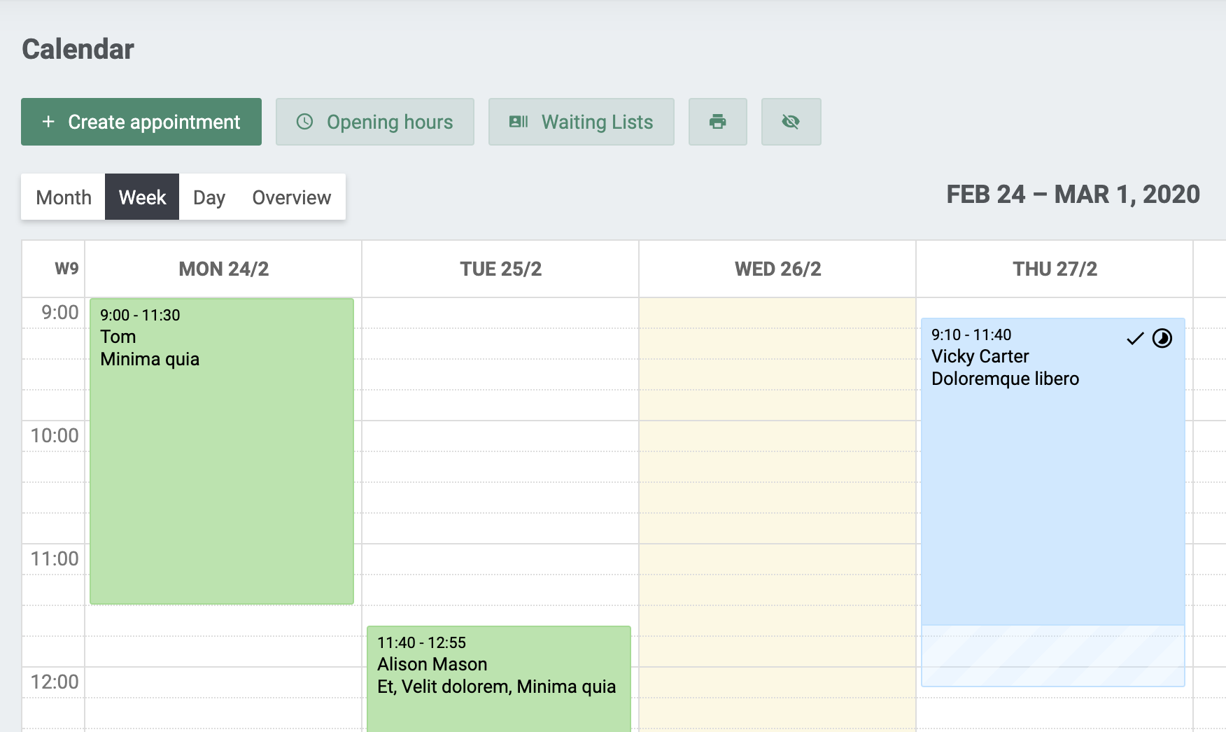 Calendar overview